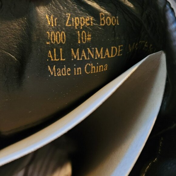 Seven7 Black Boots Mr. Zipper Brass Side Zip Lace-up Faux Leather Size 10 JJ3363 - Picture 11 of 11